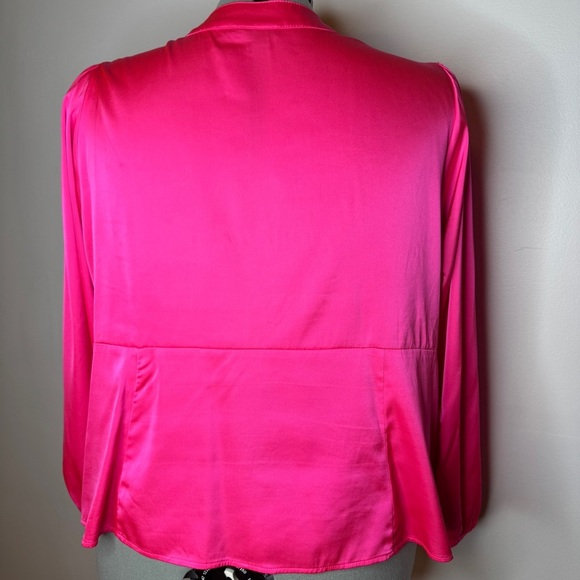 Torrid Pink Silky Button Down Top with Puff Sleeves - Picture 5 of 6